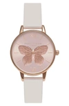 OLIVIA BURTON 3D BUTTERFLY LEATHER STRAP WATCH, 30MM,OB16MB16