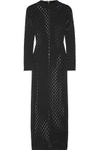 BALMAIN BALMAIN WOMAN PERFORATED STRETCH-KNIT MAXI DRESS BLACK,3074457345618919041