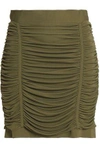 BALMAIN RUCHED JERSEY MINI SKIRT,3074457345618437217