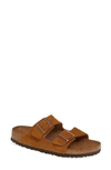 Birkenstock Arizona Soft Slide Sandal In Mink Suede