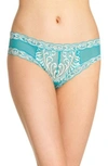 Natori Feathers Low-rise Sheer Hipster 753023 In Turquoise/ Moonlight