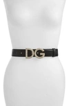 DOLCE & GABBANA CRYSTAL LOGO BUCKLE IGUANA EMBOSSED LEATHER BELT,BE1322AV585