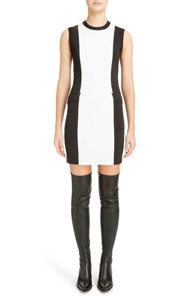 Givenchy Sleeveless Bi-color Punto Milano Knit Dress In Black/white