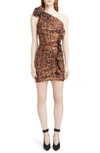 ISABEL MARANT SYNEE ONE SHOULDER METALLIC JACQUARD DRESS,RO1192-18A019I