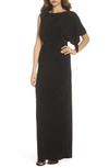 ADRIANNA PAPELL ONE-SLEEVE JERSEY GOWN,AP1E203559