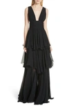 CAROLINE CONSTAS PAROS TIERED SILK GOWN,D161-SSC-E18