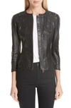 VERSACE FITTED LEATHER JACKET,G34842AG602566