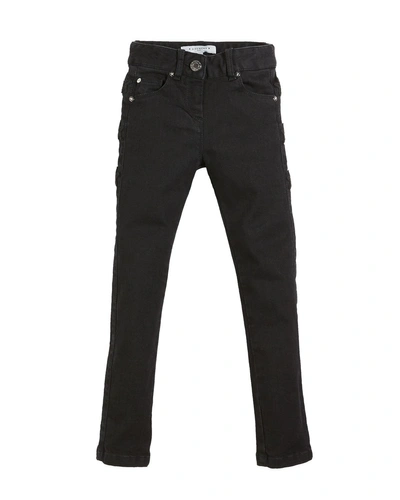 Givenchy Kids' Slim-fit Leather-trim Denim Pants In Black