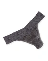 Hanky Panky Stretch Lace Traditional-rise Thong In Granite