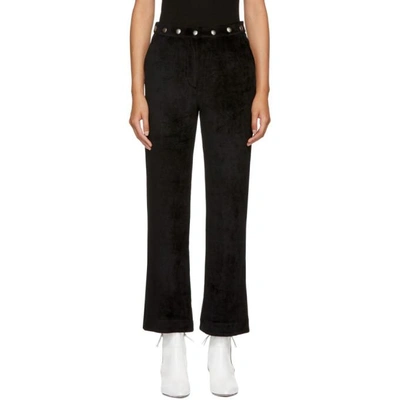 Alexa Chung Alexachung Black Velvet Popper Tracksuit Trousers In Washed Blk