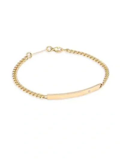 Zoë Chicco 14k Yellow Gold Id Bar Diamond Curb Chain Bracelet