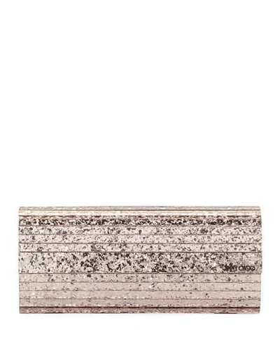 Jimmy Choo Womens Ballet Pink Shadow Coarse Glitter Acrylic Clutch Bag