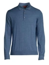 ISAIA Cashmere and Silk Long Sleeve Polo