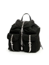 Prada Black Nylon Backpack With Studding In Nero Cromonero
