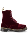 DR. MARTENS' PASCAL RED VELVET ANKLE BOOTS,10655140