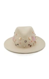 YESTADT MILLINERY LUCENT FLORAL EMBELLISHED FEDORA,FW1802