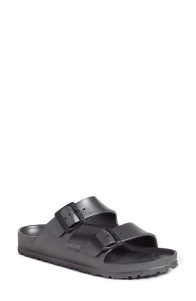 Birkenstock Arizona Essentials Waterproof Slide Sandal In Metallic Anthracite