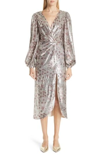 Johanna Ortiz Alfonsina Sequin Wrap-style Dress In Cerezo Almond