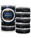 L Erickson Grab & Go Set Of 15 Ponytail Holders In Black Metallic