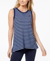 TOMMY HILFIGER STRIPED HIGH-LOW TANK TOP, CREATED FOR MACY'S