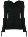 P.a.r.o.s.h Laced Sleeves Knitted Top In Black