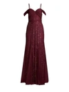 Basix Black Label Off-the-shoulder Beaded Gown In Burgundy