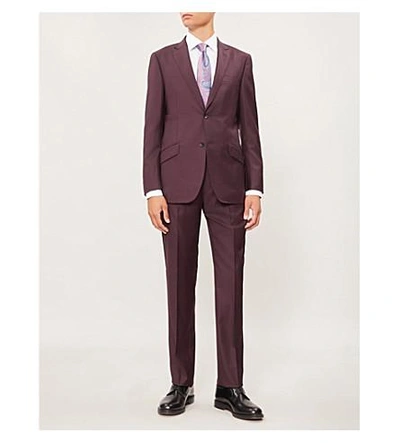 Richard James Single-breasted Tailored-fit Wool Suit In Dark Plum