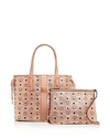Mcm Medium Liz Reversible Visetos Leather Shopper - Metallic In Champagne/rose Gold