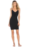 Commando Two-faced Tech Control Full Slip Dress In Black In Black