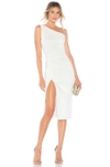 Katie May New Age Ruched One Shoulder Body-con Cocktail Dress In Ivory