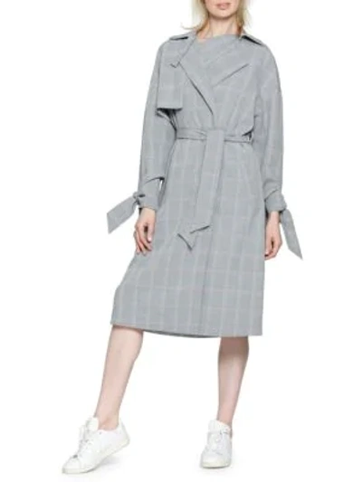W118 By Walter Baker Plaid Trench Coat In Grey