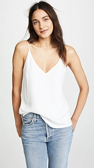 L Agence Jane V-neck Spaghetti-strap Silk Tank In White