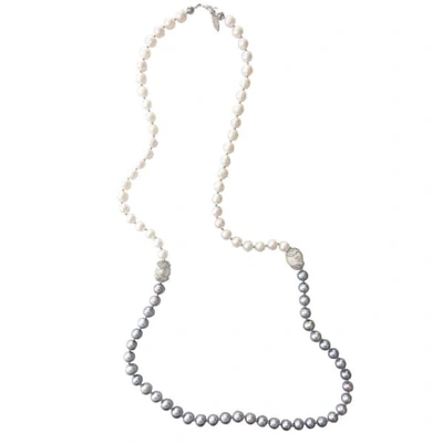 Farra White & Gray Freshwater Pearls Multi-way Necklace