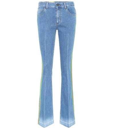 Gucci Web-trim Flared Jeans In Blue