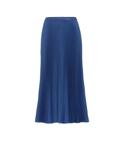 Prada A-line Pleated Long Skirt In Blue