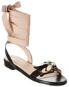 RED VALENTINO BEE EMBELLISHED LEATHER SANDAL,8056097952595