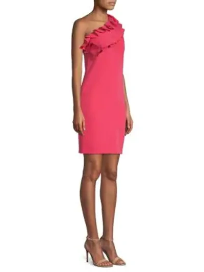 Trina Turk La Cruz Asymmetric One-shoulder Ruffle Dress In Pink Pop