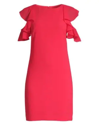 Trina Turk Amanda Mini Dress W/ Ruffle Cold Shoulders In Pink Pop