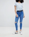 NEW LOOK HALLIE DISCO HIGH RISE RIPPED JEANS-BLUE,546824346