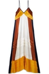 TORY BURCH SASHA COLOR-BLOCK SILK CREPE DE CHINE MAXI DRESS