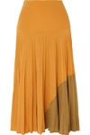 FENDI PLISSÉ SILK CREPE DE CHINE MIDI SKIRT