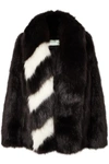 OFF-WHITE OVERSIZED STRIPED FAUX FUR JACKET