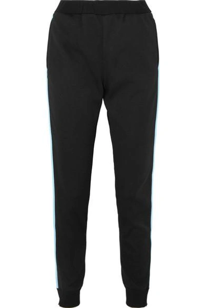 Prada Striped Cotton-blend Jersey Track Trousers In Black
