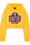 BALMAIN Cropped embellished stretch-cotton jersey hoodie