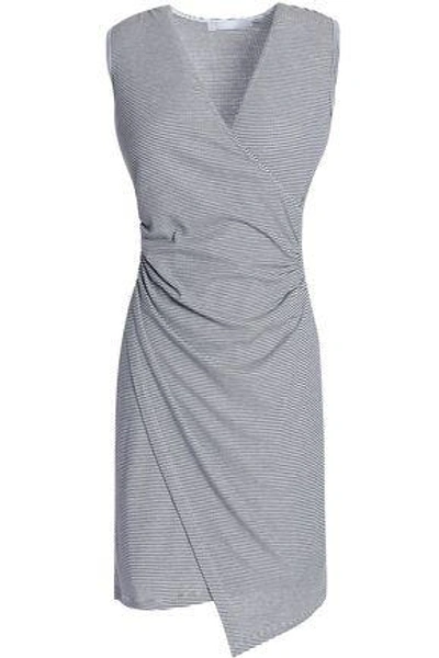 Kain Woman Wrap-effect Cotton And Modal-blend Jersey Mini Dress Blue