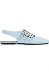 OPENING CEREMONY WOMAN BUCKLE-DETAILED PATENT-LEATHER SLINGBACK SLIPPERS SKY BLUE,US 1050808844353