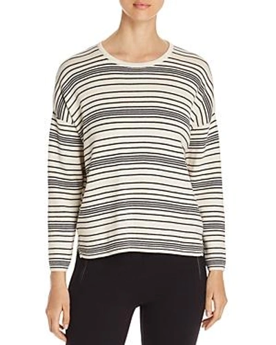 Eileen Fisher Long-sleeve Striped Organic Cotton Jumper In Soft White/ Black