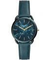 FOSSIL WOMEN'S TAILOR TEAL LEATHER STRAP WATCH 35MM