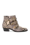 CHLOÉ CHLOE SUSANNA PYTHON PRINT LEATHER STUDDED ANKLE BOOTS IN ANIMAL PRINT,NEUTRALS