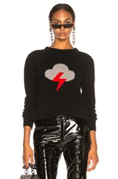 Alberta Ferretti Thunderstorm Crewneck Sweater In Black  Grey & Red